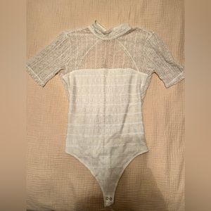 Abercrombie & Fitch Lace Bodysuit with keyhole back in white
